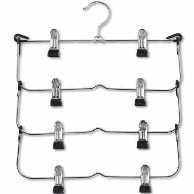 Goedkope 1x luxe broekhangers/rokhangers klerenhangers voor 4 broeken/rokken 36 cm