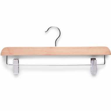 Goedkope 1x luxe houten broekhangers/rokhangers klerenhangers 36 cm