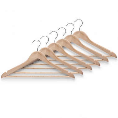 Goedkope 5x bruine kleren hangers met broekstang 44 cm