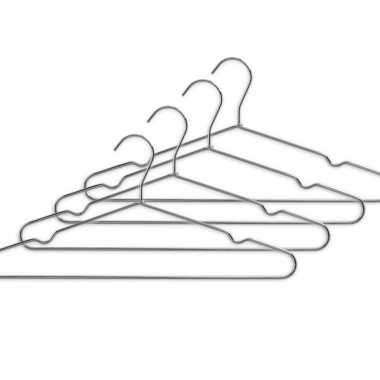 Goedkope 5x zilveren kleren hangers met broekstang 40 cm