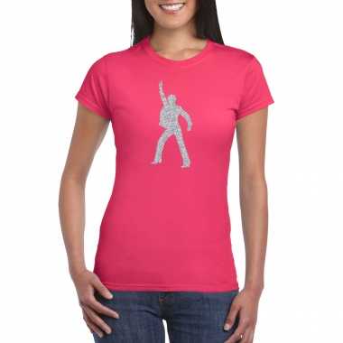 Goedkope 70s / 80s disco t shirt roze voor dames