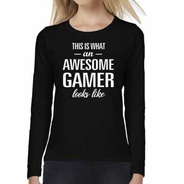 Goedkope awesome / geweldige gamer cadeau shirt zwart voor dames