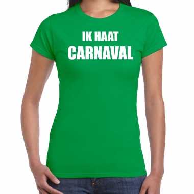 Goedkope carnaval verkleed shirt groen voor dames ik haat carnaval kostuum