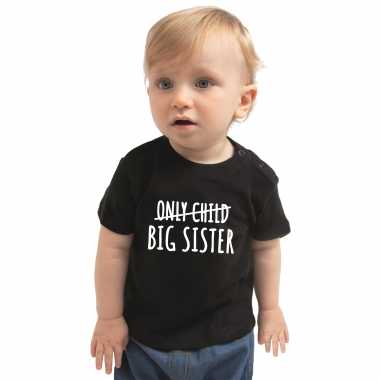 Goedkope correctie only child big sister kado shirt voor baby / kinderen zwart