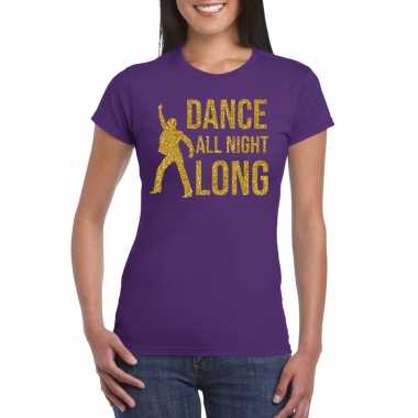 Goedkope dance all night long / 70s / 80s t shirt paars voor dames