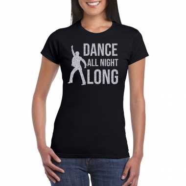 Goedkope dance all night long / 70s / 80s t shirt zwart voor dames