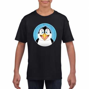 Goedkope dieren pinguin shirt zwart jongens en meisjes