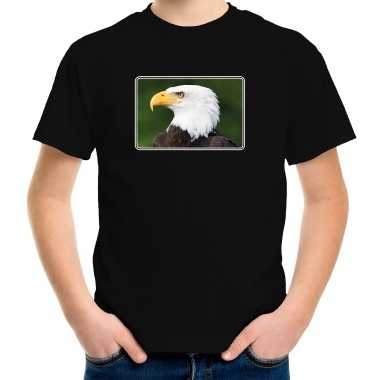 Goedkope dieren t shirt met arenden foto zwart voor kinderen zeearend vogel cadeau shirt
