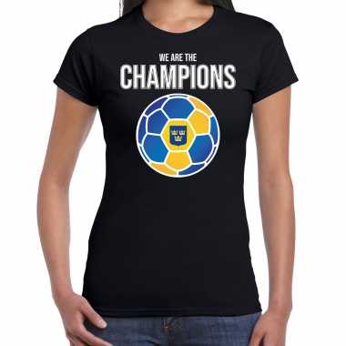 Goedkope ek / wk voetbal shirt zweden fan we are the champions zwart voor dames