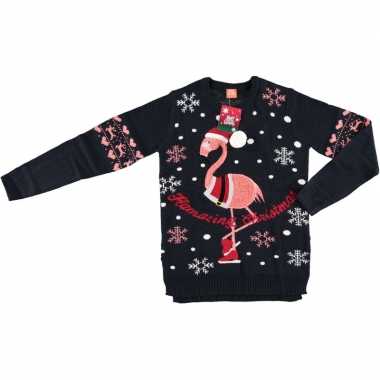 Goedkope foute kersttrui flamingo navy voor vrouwen