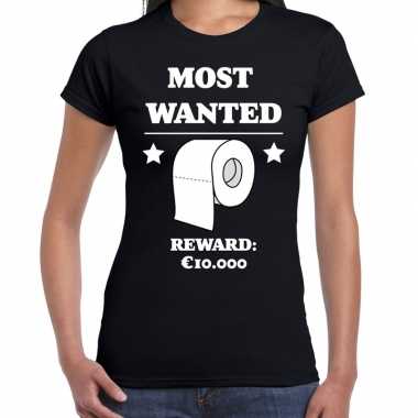 Goedkope fun t shirt most wanted toiletpaper 10.000 euro zwart voor dames