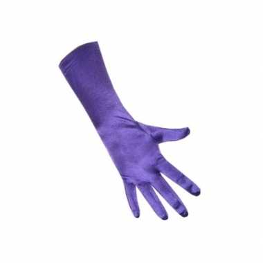Goedkope gala handschoenen paars van satijn