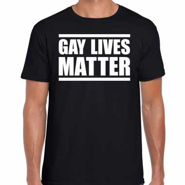 Goedkope gay lives matter protest / betoging shirt anti homo discriminatie zwart voor heren