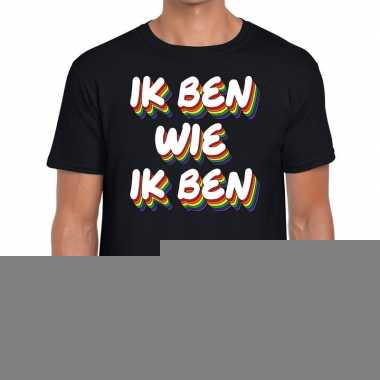 Goedkope gay pride ik ben wie ik ben shirt zwart heren