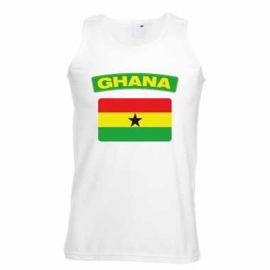 Goedkope ghana vlag mouwloos shirt wit heren