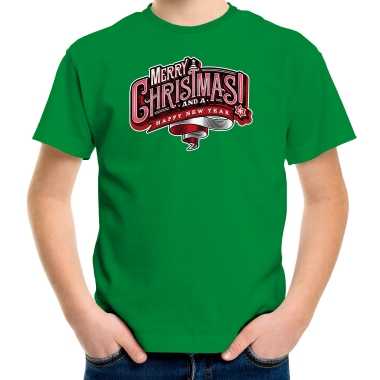 Goedkope groen kerst shirt / kerstkleren merry christmas voor kinderen