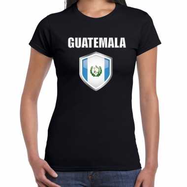 Goedkope guatemala fun/ supporter t shirt dames met guatemalaanse vlag in vlaggenschild
