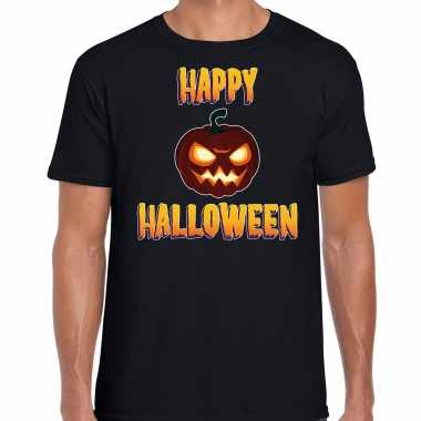 Goedkope halloween pompoen horror shirt zwart voor heren
