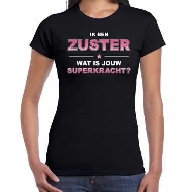 Goedkope ik ben zuster wat is jouw superkracht t shirt zwart voor dames zuster cadeau shirt