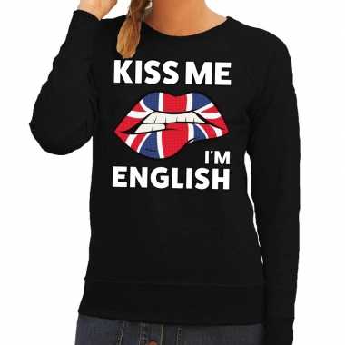 Goedkope kiss me i am english zwarte trui voor dames