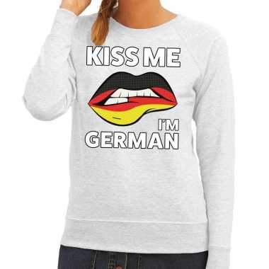 Goedkope kiss me i am german grijze trui voor dames