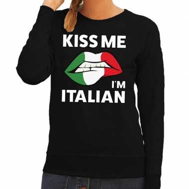 Goedkope kiss me i am italian zwarte trui voor dames