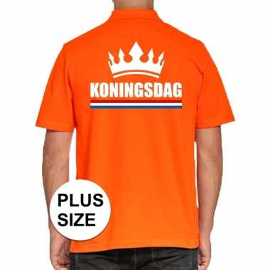 Goedkope koningsdag polo t shirt oranje met kroon voor heren