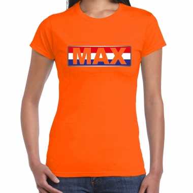 Goedkope max supporter t shirt met nederlandse vlag oranje voor dames