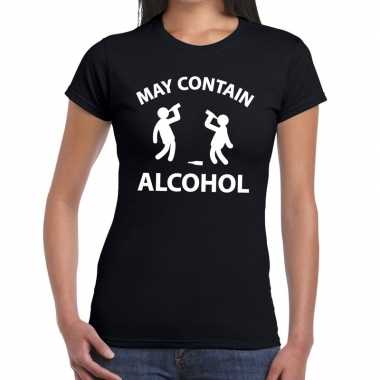 Goedkope may contain alcohol fun shirt zwart voor dames drank thema