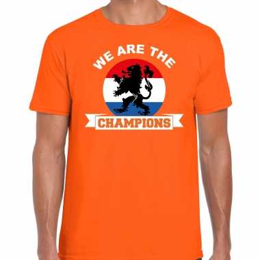 Goedkope oranje fan shirt / kleren holland we are the champions ek/ wk voor heren