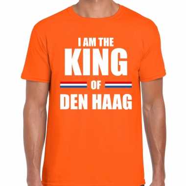 Goedkope oranje i am the king of den haag t shirt koningsdag shirt voor heren