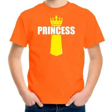 Goedkope oranje princess shirt met kroontje koningsdag t shirt voor kinderen