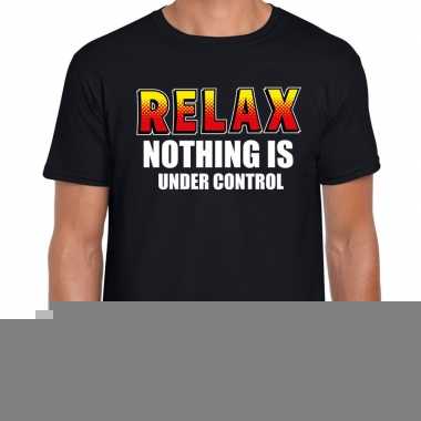 Goedkope relax nothing is under control shirt zwart voor heren