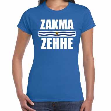 Goedkope zeeuws dialect shirt zakma zehhe met zeelandse vlag blauw voor dames