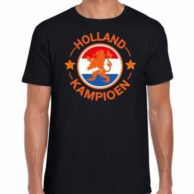Goedkope zwart fan shirt / kleren holland kampioen met leeuw ek/ wk voor heren