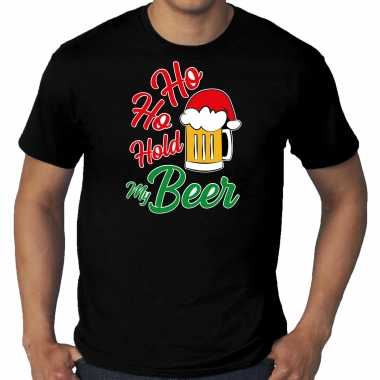 Goedkope zwart kerst shirt / kerstkleren ho ho hold my beer voor heren grote maten