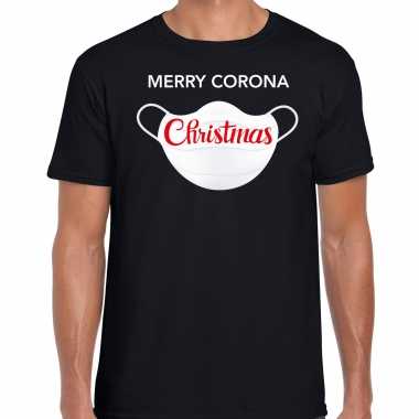 Goedkope zwart kerst shirt/ kerstkleren merry corona christmas voor heren