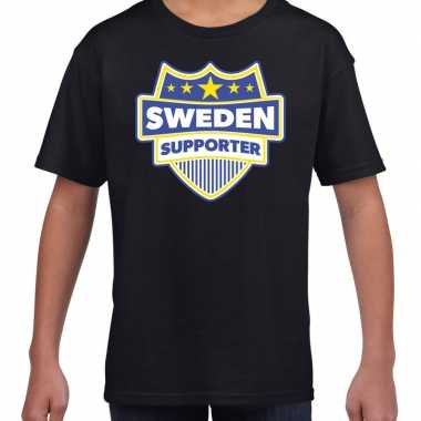 Goedkope zweden / sweden supporter shirt zwart voor kinderen