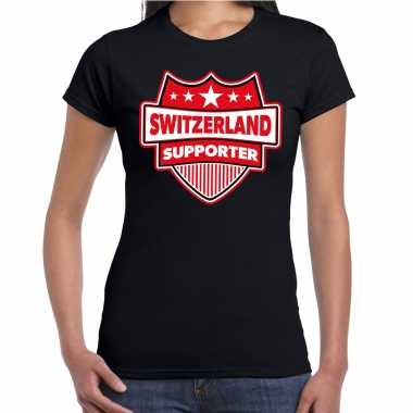 Goedkope zwitserland / switzerland supporter t shirt zwart voor dames
