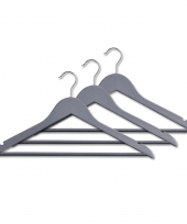 Goedkope 3x grijze kleren hangers met broekstang 44 cm
