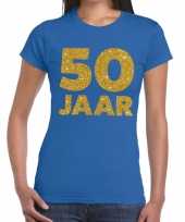 Goedkope 50 jaar tekst fun verjaardag shirt blauw voor dames