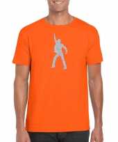 Goedkope 70s 80s disco t-shirt oranje voor heren