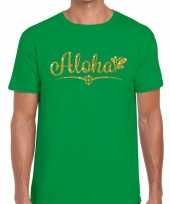 Goedkope aloha fun hawaii t-shirt groen voor heren