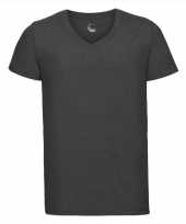 Goedkope antraciet heren t-shirts met v hals