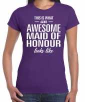 Goedkope awesome maid of honour kado t-shirt paars voor dames