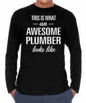 Goedkope awesome plumber loodgieter cadeau shirt zwart voor heren