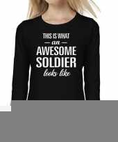 Goedkope awesome soldier soldate cadeau shirt zwart voor dames