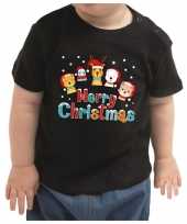 Goedkope baby kerst-shirt dierenvriendjes merry christmas voor meisje jongen zwart