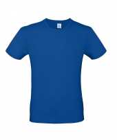 Goedkope basic heren shirt met ronde hals blauw van katoen