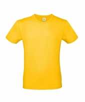 Goedkope basic heren shirt met ronde hals geel van katoen